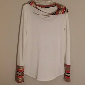 Mon Ami hooded top with knit cuffs and hoo…